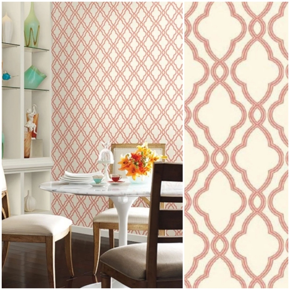 Wallpaper Hampton Trellis Retro Coral